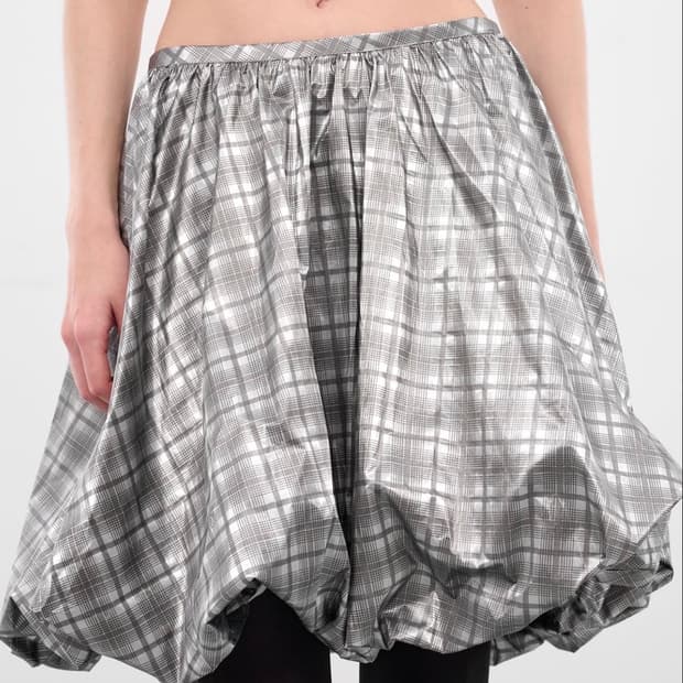 (S,M) 애슐리 윌리엄스 멜로 체크 퍼프 스커트