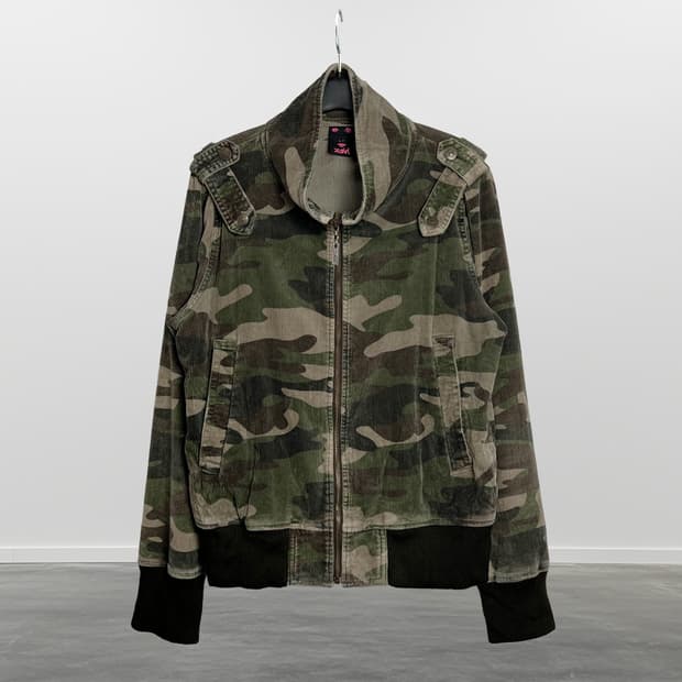 X-GIRL 카모플라쥬 코듀로이 집업 자켓 