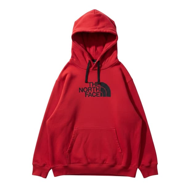 (2XL) 노스페이스 센터로고 오버사이즈 후드 티 레드