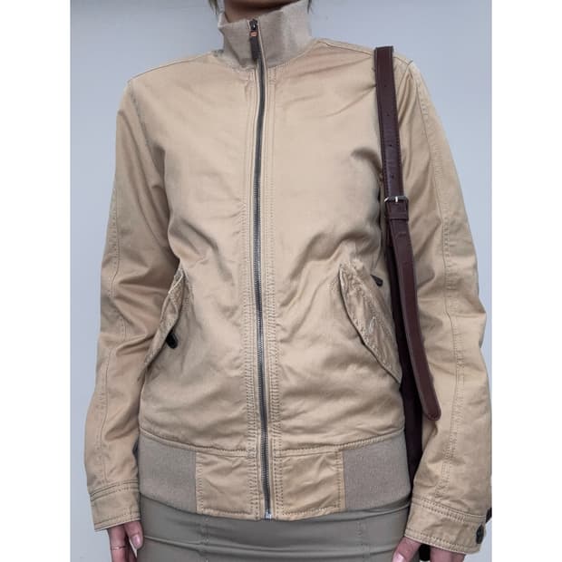 빈티지 베이지 블루종 집업 자켓