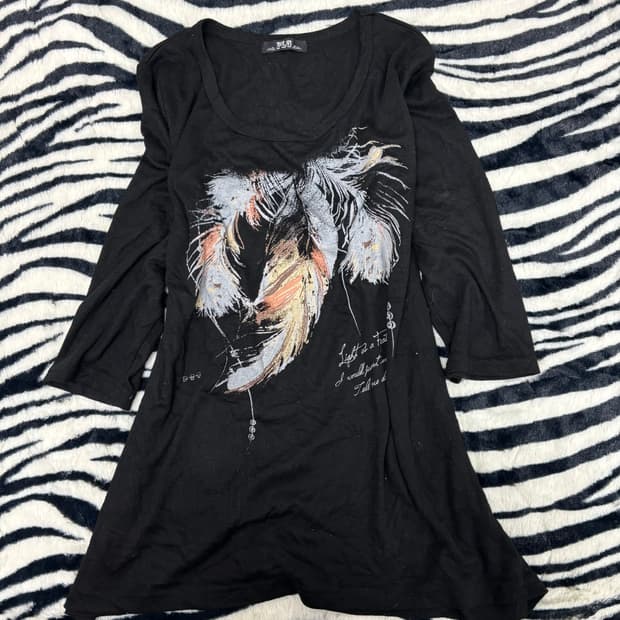 [PLG]feathers Print Black Sleeve