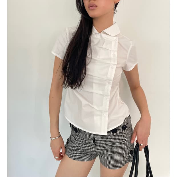 [디망쉬] pleated  blouse    (white)