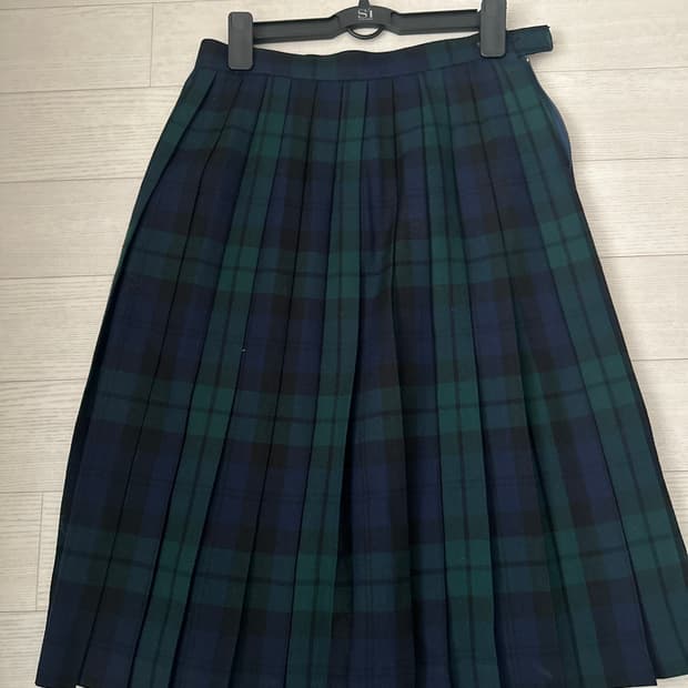 빈티지 체크 미디 스커트