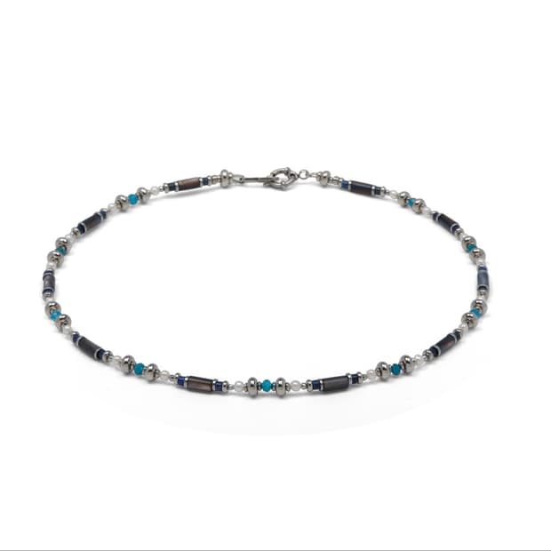 Blue Denim Necklace 애퍼타이트 담수진주 원석목걸이