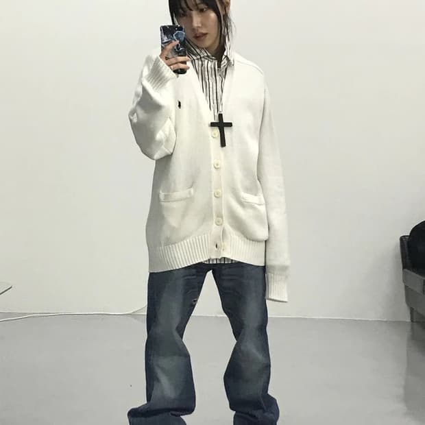 폴로 랄프로렌 화이트 가디건