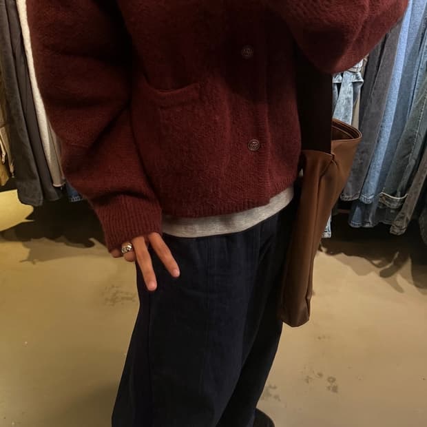 엘무드 모헤어 가디건 버건디