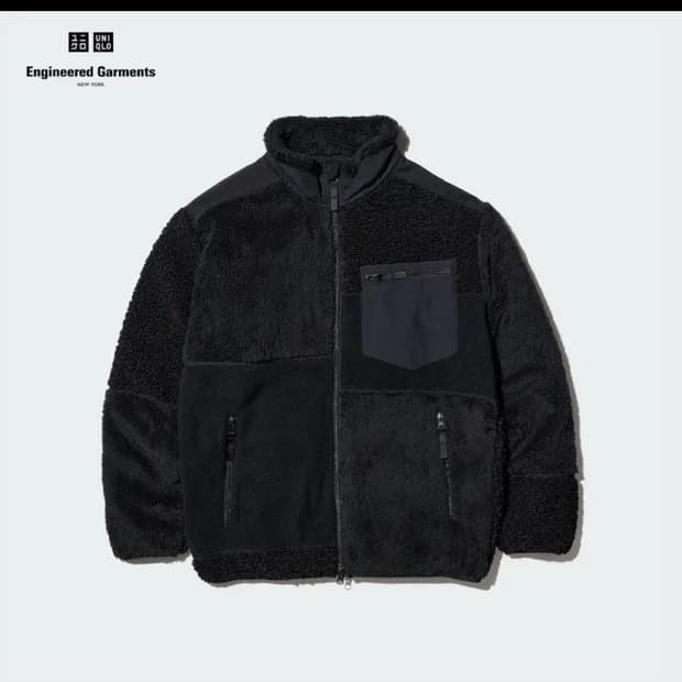 [M] 유니클로 x 엔지니어드가먼츠 플리스 후리스 자켓 블랙 검정