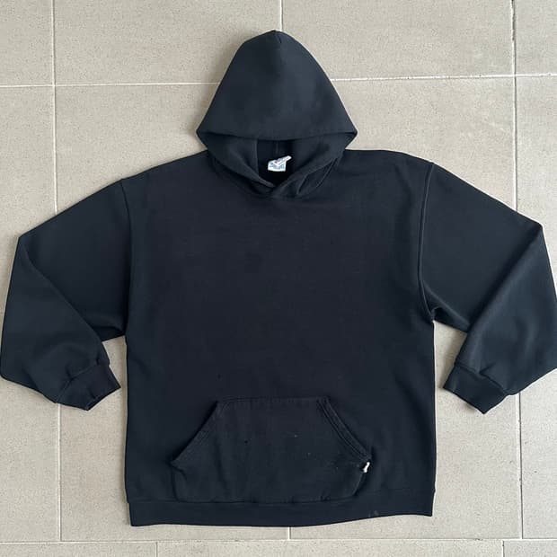 00s 빈티지 러셀 후드 블랙 L 디스트레스드