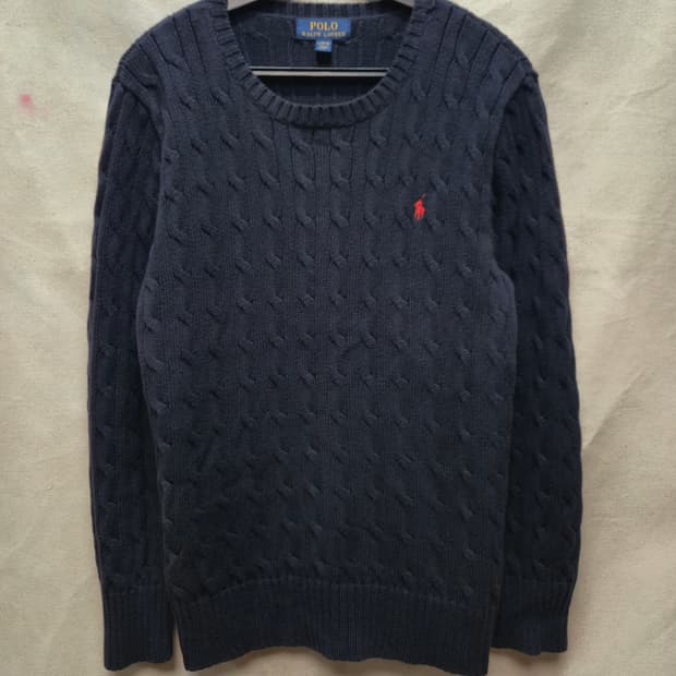 폴로 꽈배기 니트 
