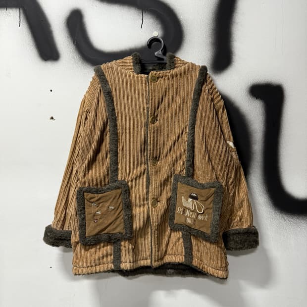 VTG 빈티지 오버 사이즈 코듀로이 퍼 코트 자켓