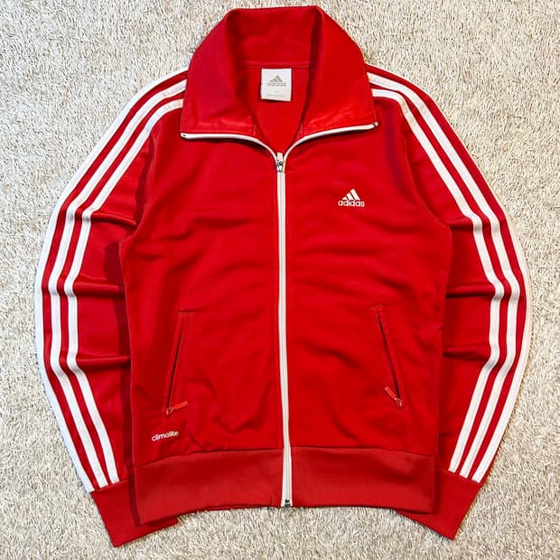 아디다스 ADIDAS 삼각로고 트랙탑 져지 레드