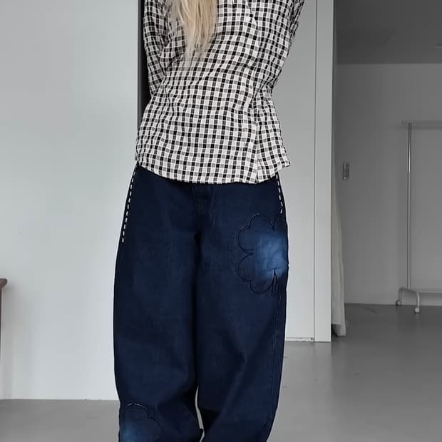 (니들님 착용) 엑스톤즈우먼 워싱 데님