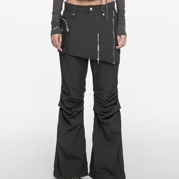 나체 부츠컷 스커트 팬츠 차콜 (2size)
