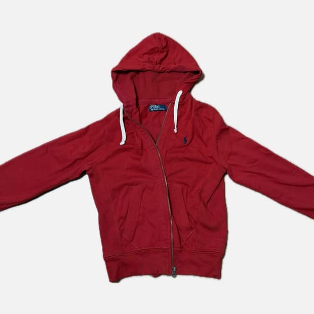 폴로 빈티지 후드집업 레드