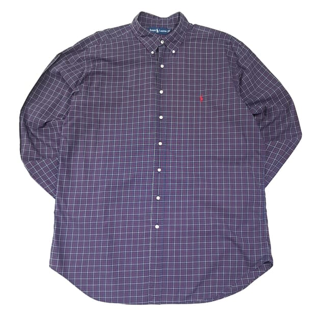 CL605 XLT 폴로 90s 마이크로체크 레드포니 네이비 셔츠 남방