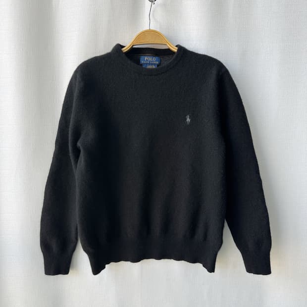 폴로 랄프로렌 로고 자수 메리노 울 니트 블랙 M