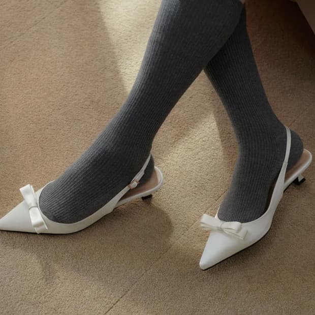 타크트로이메 리본 슬링백 펌프스 웨딩슈즈