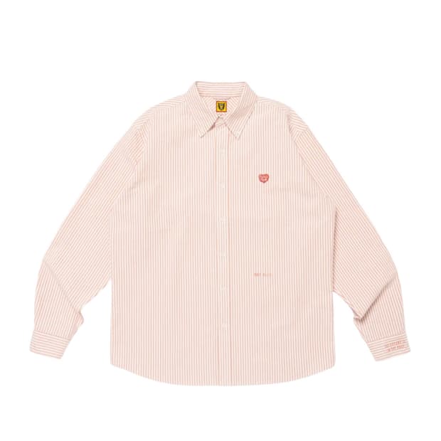 휴먼 메이드 스트라이프 옥스포드 셔츠 레드