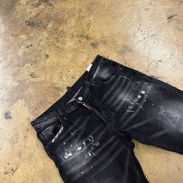 [정품/50] 디스퀘어드2 블랙 페인트 데님 b10