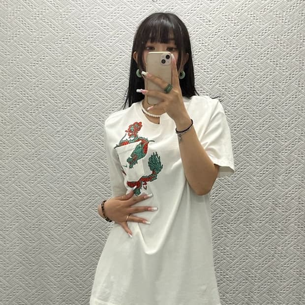 나이키 빈티지 올드스쿨 오리엔탈 드래곤 포켓 반팔티  XL C13756