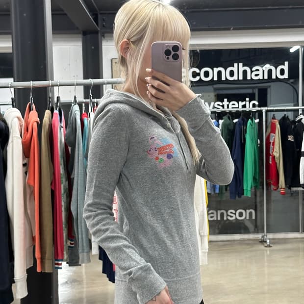 히스테릭 글래머 버니 로고 니트 후드