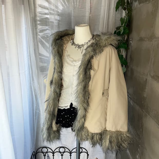 갸루 누빔 퍼 점퍼