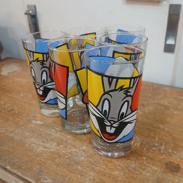 90s 빈티지 워너브라더스  루니툰 캐릭터 유리컵