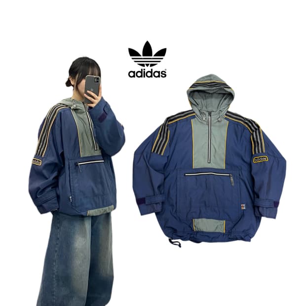 아디다스 90s 올드스쿨 삼선 신슐레이트 아노락 점퍼 바람막이
