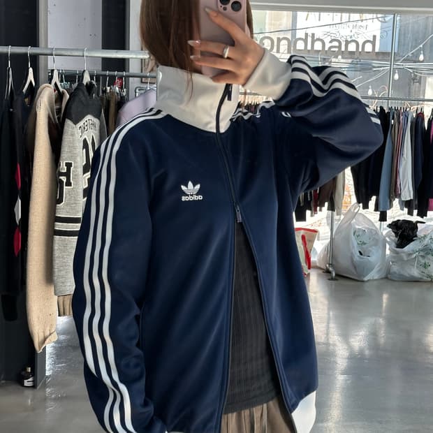 아디다스 베켄바우어 투웨이 트랙탑져지 화이트네이비