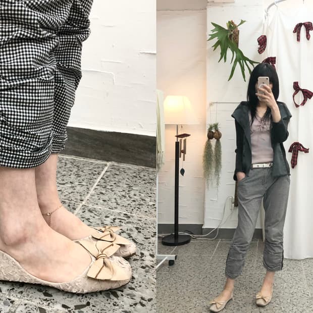 plaid ruched hem pants