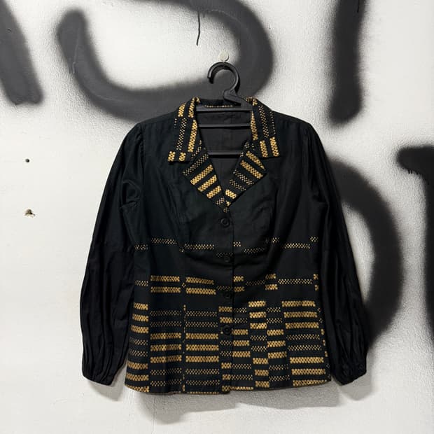 VTG 빈티지 금장 디테일 퍼프 슬리브 코튼 싱글 자켓