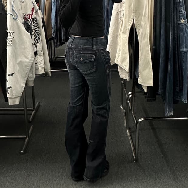 L)BRAPPERS 빈티지 여성 로우라이즈 흑청 플레어진