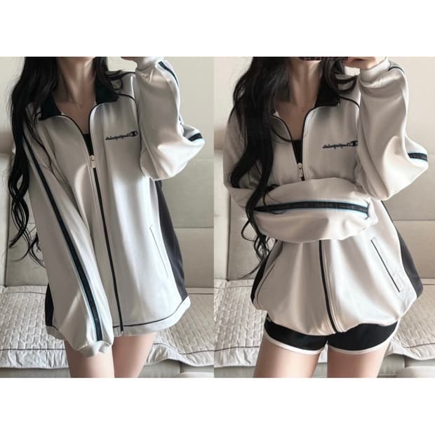 챔피온 일본 유광실버/블랙 져지