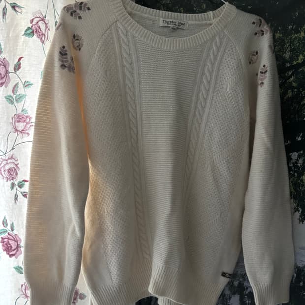 Thursday Island 꽈배기 플라워 니트 아이보리 S 모리걸