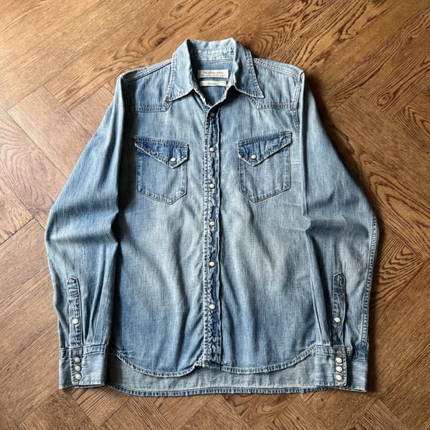 [M]레미릴리프 재팬메이드 빈티지 워싱 버튼다운 데님 웨스턴 셔츠