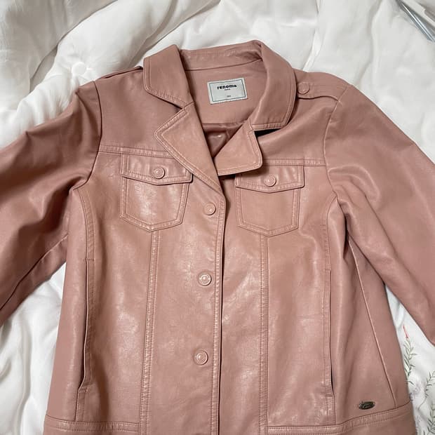 빈티지 핑크 레더 자켓