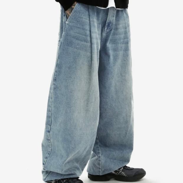 엑스톤즈 XP172 빅 와이드 벌룬 데님 팬츠 (BLUE) S