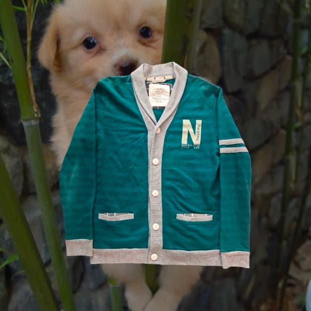 Vintage  럭비 그린 가디건 Letterd Cardigan