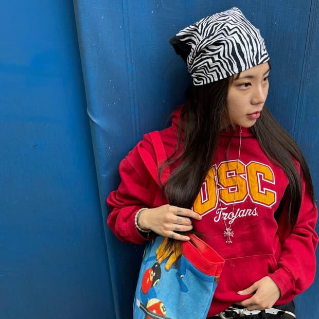 90s 올드스쿨 RUSSELL 버건디 " USC "후디