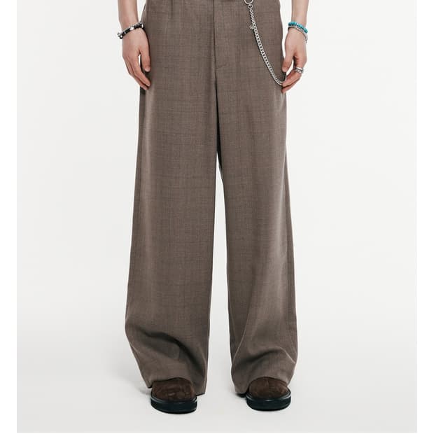 알렌느 와이드 울 체크 트라우저 1 사이즈