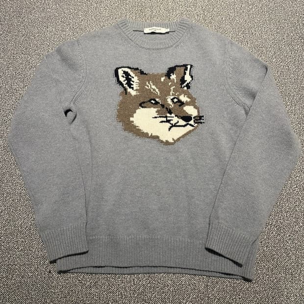 메종 키츠네 빅 폭스 헤드 풀오버 니트 그레이 s