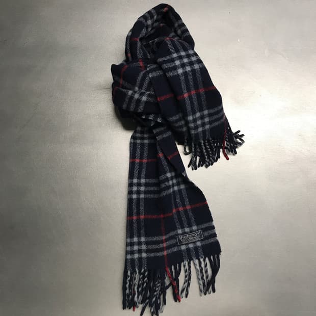 버버리 정품 램스울 머플러 네이비