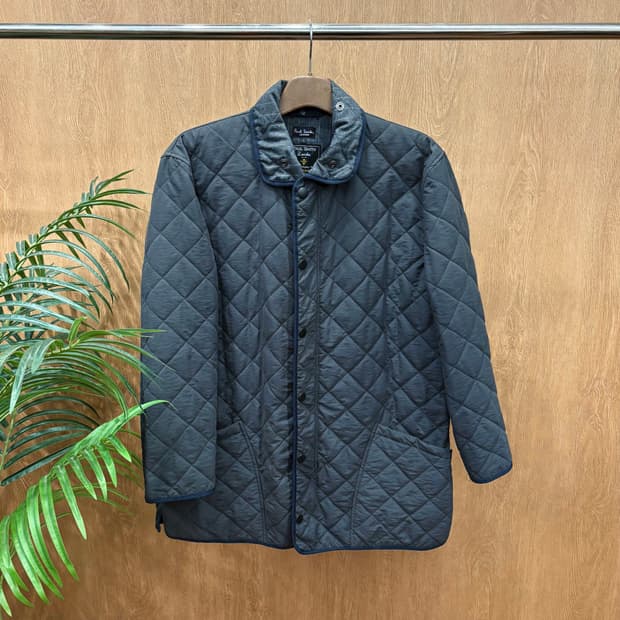 폴스미스 런던 클래식 올 웨더 퀄팅 자켓 사선 포켓 버튼 디테일 차콜