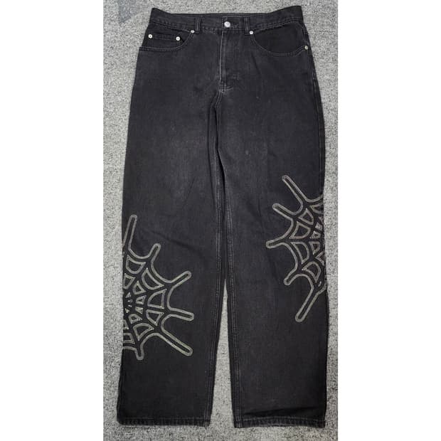디스이즈네버댓 아카이브 웹 거미줄 자수 데님팬츠 바지 M