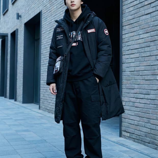 마블 캡틴 블랙 롱패딩_95