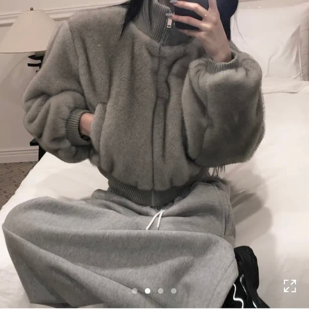 하이넥 소프트 퍼자켓 집업