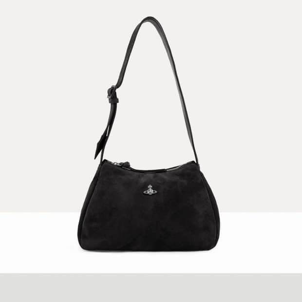 비비안웨스트우드 블랙 스웨이드 숄더백