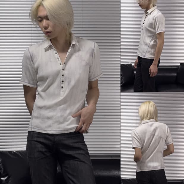 {Semantic Design} Ripped Henley T-Shirt 