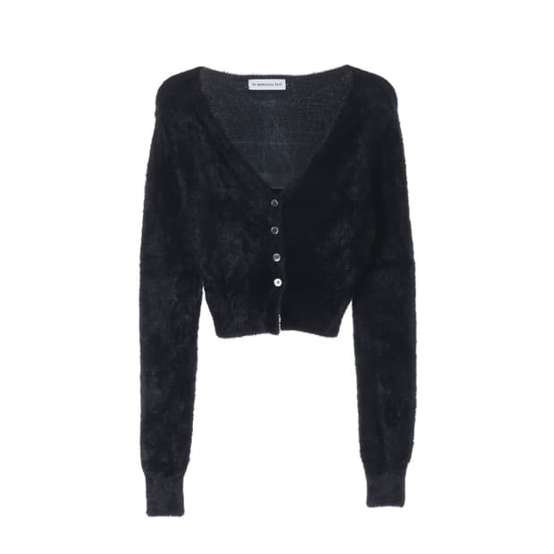 [ONE SIZE] 더 미스테리어스 호텔 크롭 퍼 가디건 블랙