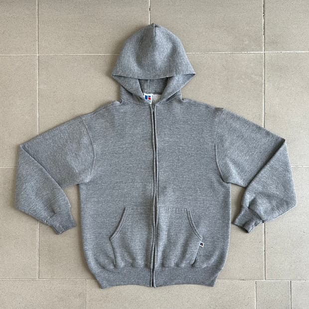 90s 빈티지 러셀 후드집업 그레이 M USA